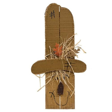 Rustic Wood Hanging Scarecrow w/Fall Leaves, 24